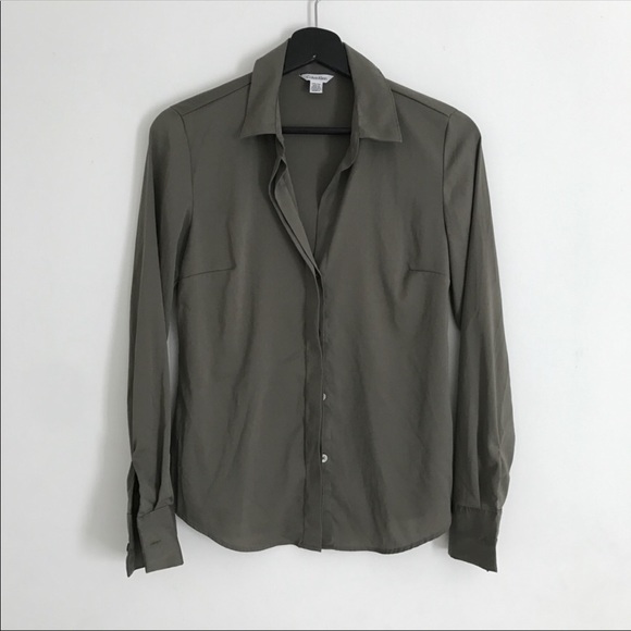 🌻CALVIN KLEIN! Olive green button down - Picture 1 of 5